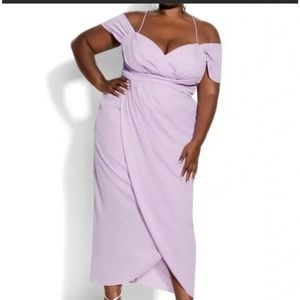 City Chic Maxi Entwine FF Lilac Dress Womens Plus Size Medium 18 Spring